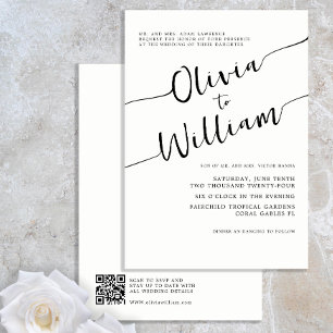 Chic Minimalistisch Classic Black and White Weddin Einladung