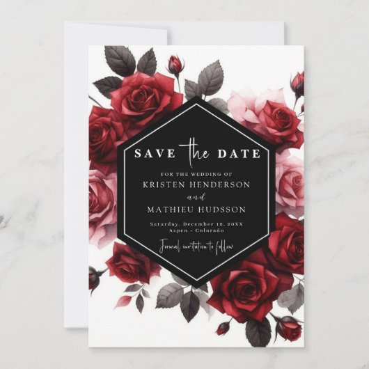 Chic Minimalistisch Crimson Red Wedding Save The Date (Vorderseite)
