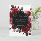 Chic Minimalistisch Crimson Red Wedding Save The Date (Stehend Vorderseite)