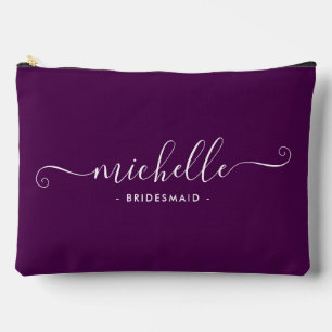 Chic Minimalistisch Deep Plum Personalisiert Bride Zubehörtasche