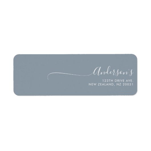 Chic Minimalistisch Dusty Blue Trendy Script Weddi (Vorne)