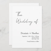 CHIC Minimalistisch Elegance Wedding Einladung (Vorne/Hinten)