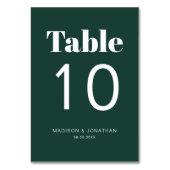 Chic Minimalistisch Emerald Green Wedding Tischnum Tischnummer (Vorderseite)