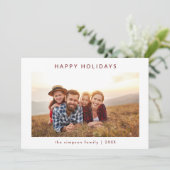 Chic Minimalistisch Family Foto Happy Holidays Car Einladung (Stehend Vorderseite)