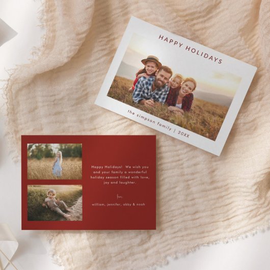 Chic Minimalistisch Family Foto Happy Holidays Car Einladung