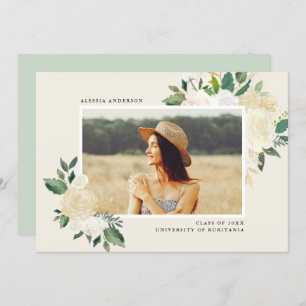 Chic Minimalistisch Floral Foto Graduation Party Einladung