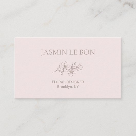 Chic Minimalistisch floral pink & weiß Visitenkarte (Vorderseite)