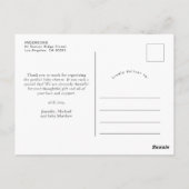 Chic Minimalistisch Foto Baby Dusche Vielen Dank Postkarte (Rückseite)