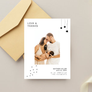 Chic Minimalistisch Foto Baby Dusche Vielen Dank Postkarte