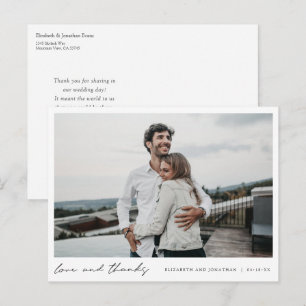Chic Minimalistisch Foto Wedding Vielen Dank Postkarte