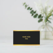 Chic Minimalistisch Gold und Black Visitenkarte (Stehend Vorderseite)