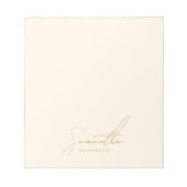 Chic Minimalistisch handgeschriebene Gold Script T Notizblock (Vorderseite)