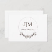 Chic Minimalistisch Initial Name Monogram Gray Flo Mitteilungskarte (Vorne/Hinten)