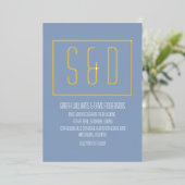 Chic Minimalistisch Modern Script Folieneinladung (Stehend vorne)