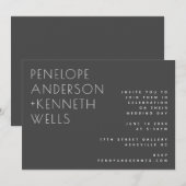 Chic Minimalistisch Moderne Hochzeit schwarz horiz Einladung (Vorne/Hinten)