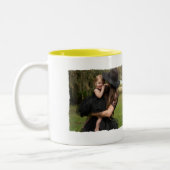 Chic Minimalistisch Monogram Custom Foto Collage G Zweifarbige Tasse (Links)