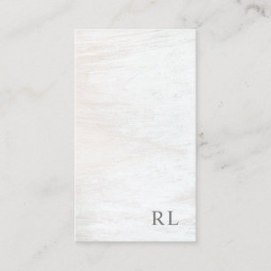 Chic Minimalistisch Monogram Rustic White Wood Visitenkarte