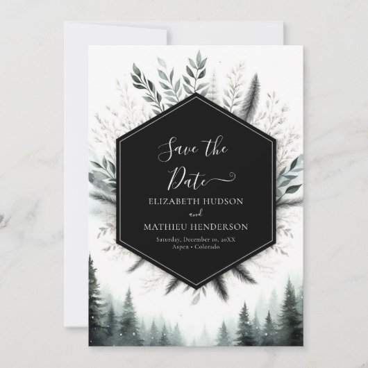 Chic Minimalistisch Mountain Wedding Save The Date (Vorderseite)