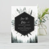 Chic Minimalistisch Mountain Wedding Save The Date (Stehend Vorderseite)