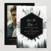 Chic Minimalistisch Mountain Wedding Save The Date (Vorne/Hinten)