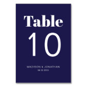 Chic Minimalistisch Navy Blue Wedding Tischnummer (Rückseite)