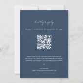 Chic Minimalistisch Navy Blue & White Wedding QR C Einladung (Rückseite)