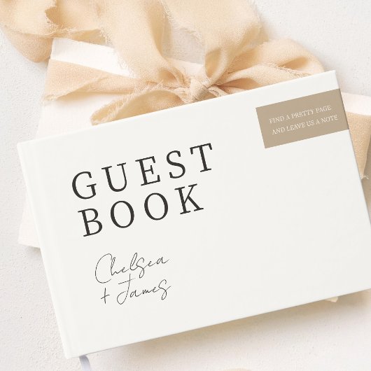 Chic Minimalistisch Neutral Taupe Couple Wedding Gästebuch