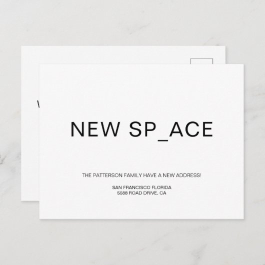 Chic Minimalistisch New Zuhause Moving Ankündigungspostkarte (Vorne/Hinten)
