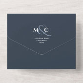 Chic Minimalistisch Outer Space Navy QR Wedding RS All In One Einladung (Rückseite)