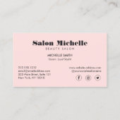 Chic Minimalistisch Pastel Pink Boutique Salon Visitenkarte (Rückseite)