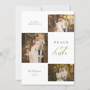Chic Minimalistisch Peace Joy Liebe Typografy Foto Feiertagskarte