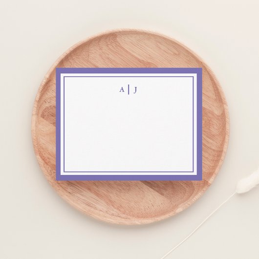 Chic Minimalistisch Periwinkle Two Border Monogram Mitteilungskarte