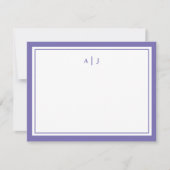 Chic Minimalistisch Periwinkle Two Border Monogram Mitteilungskarte (Vorderseite)