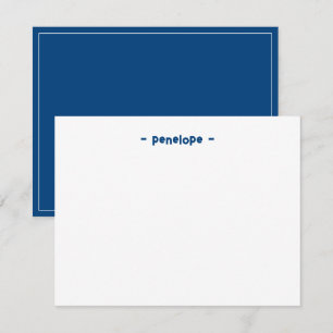 Chic Minimalistisch Personalisiert Navy Blue Stati Mitteilungskarte