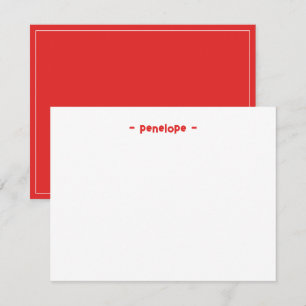Chic Minimalistisch Personalisiert Rot Stationery Mitteilungskarte