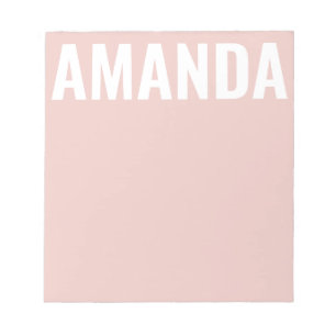 Chic Minimalistisch Pink Individuelle Name Notizblock