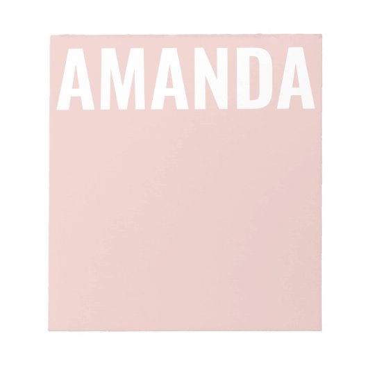 Chic Minimalistisch Pink Individuelle Name Notizblock (Vorderseite)
