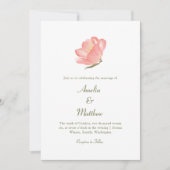 Chic Minimalistisch Pink Watercolor Blumenhochzeit Einladung (Vorderseite)