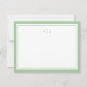 Chic Minimalistisch Sage Green Two Border Monogram Mitteilungskarte (Vorderseite)