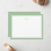 Chic Minimalistisch Sage Green Two Border Monogram Mitteilungskarte (Vorderseite/Rückseite Beispiel)