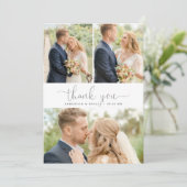 Chic Minimalistisch Script 3 Foto Collage Vielen D Dankeskarte (Stehend Vorderseite)