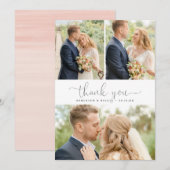 Chic Minimalistisch Script 3 Foto Collage Vielen D Dankeskarte (Vorne/Hinten)