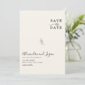 Chic Minimalistisch Signature Script Elfenbeincode Save The Date (Stehend Vorderseite)