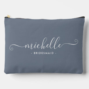 Chic Minimalistisch Steel Blue Personalisiert Brid Zubehörtasche