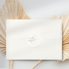 Chic Minimalistisch Taupe & Ivory Script Wedding Runder Aufkleber
