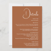 Chic Minimalistisch Terracotta Wedding Einladung (Rückseite)