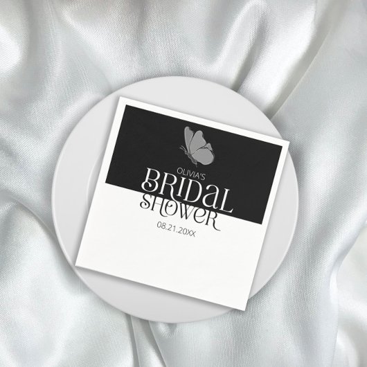 Chic Minimalistisch Typografie Butterfly Brautpart Serviette