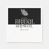 Chic Minimalistisch Typografie Butterfly Brautpart Serviette (Vorderseite)