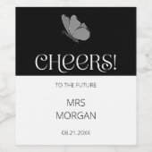 Chic Minimalistisch Typografie Butterfly Brautpart Weinetikett (Einzelnes Label)