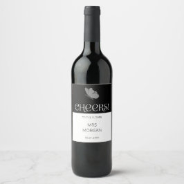 Chic Minimalistisch Typografie Butterfly Brautpart Weinetikett